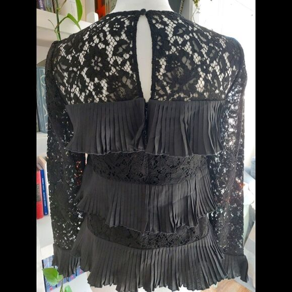 J Crew Long Sleeve Lace Ruffled Blouse Size 00 - Picture 7 of 8